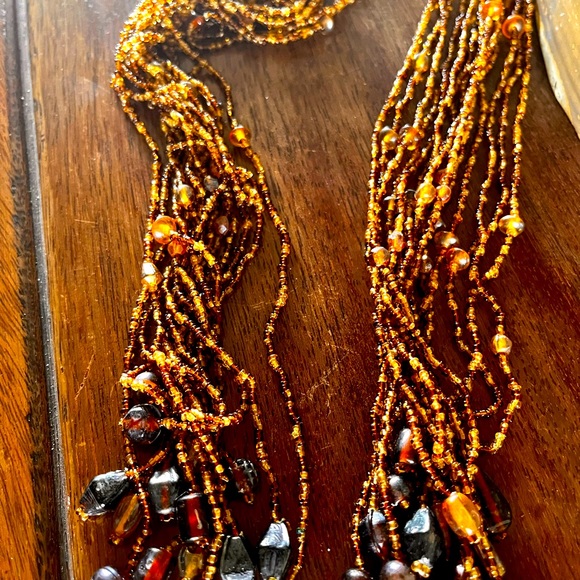 NWT  Bijoux Terner brown gold beads wrap necklace - Picture 2 of 7